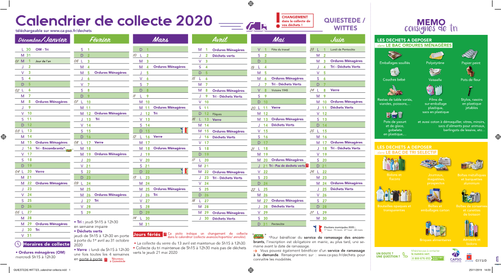 QUIESTEDE-WITTES Calendrier Collecte.Indd