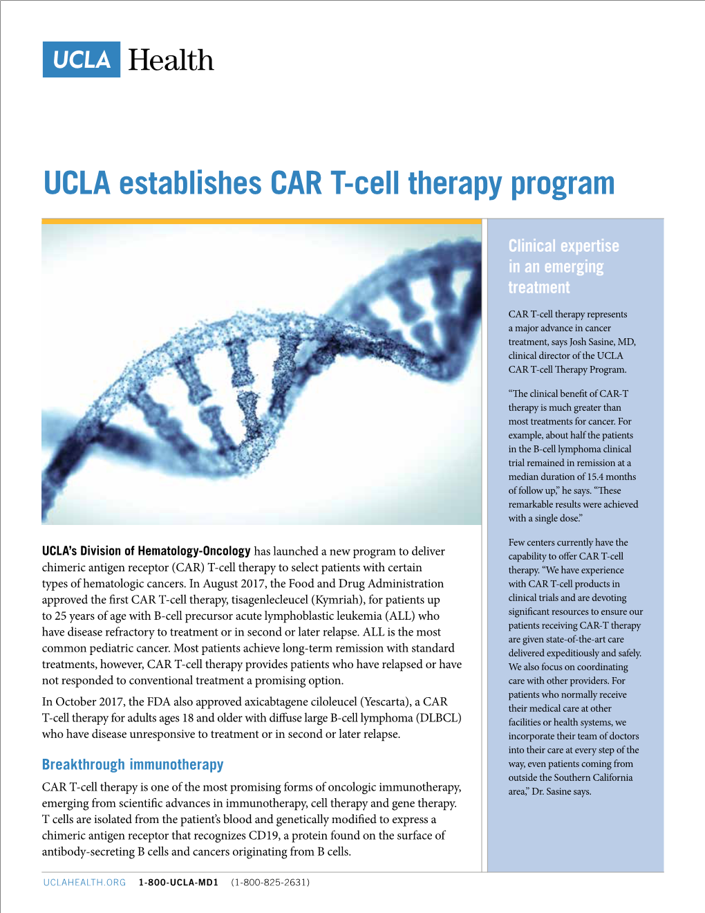 UCLA Establishes CAR T-Cell Therapy Program