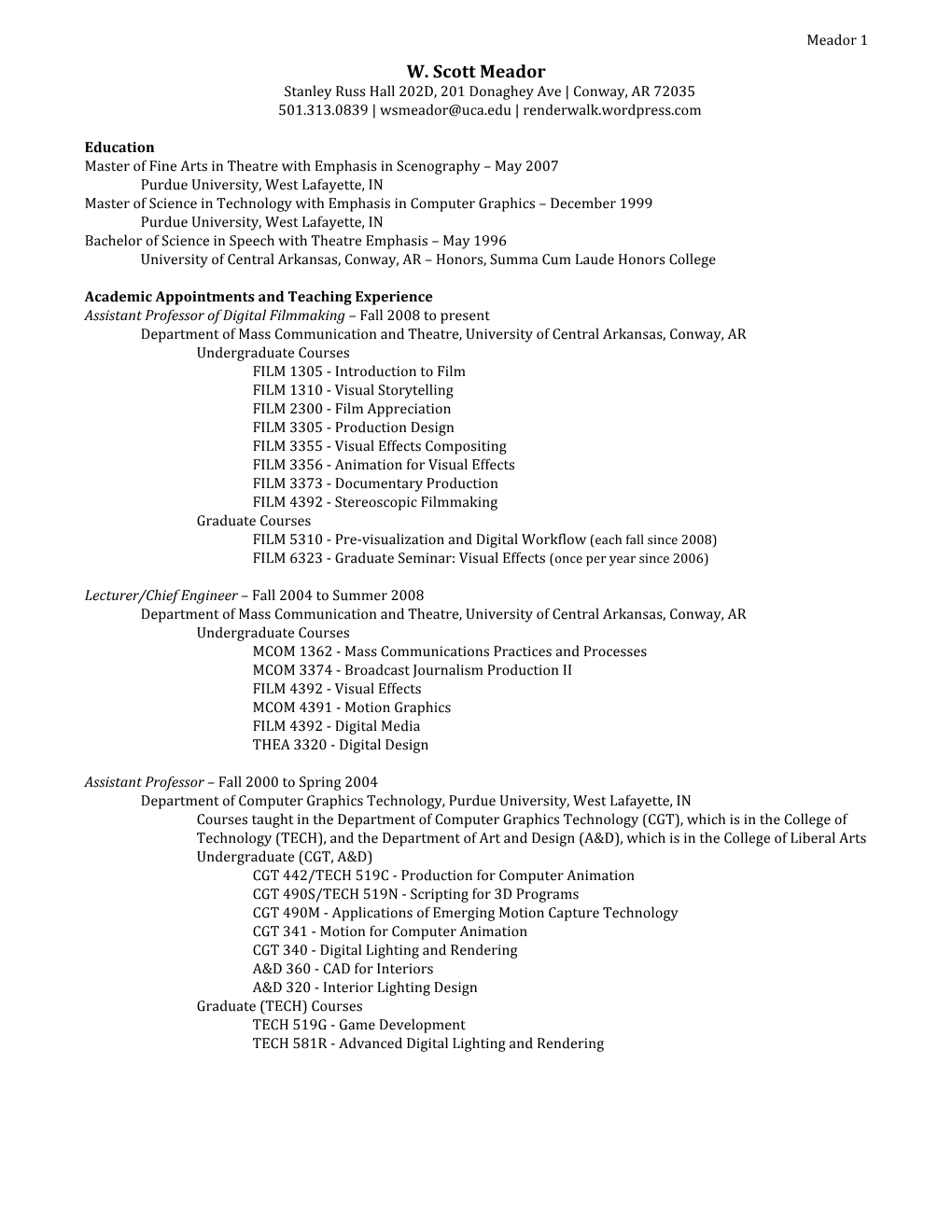 Academic and Professional CV