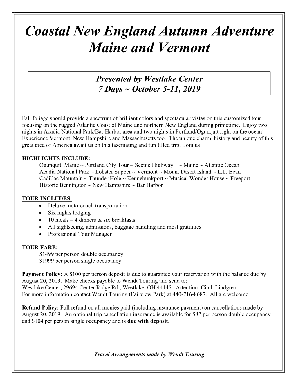 Coastal New England Autumn Adventure Maine and Vermont