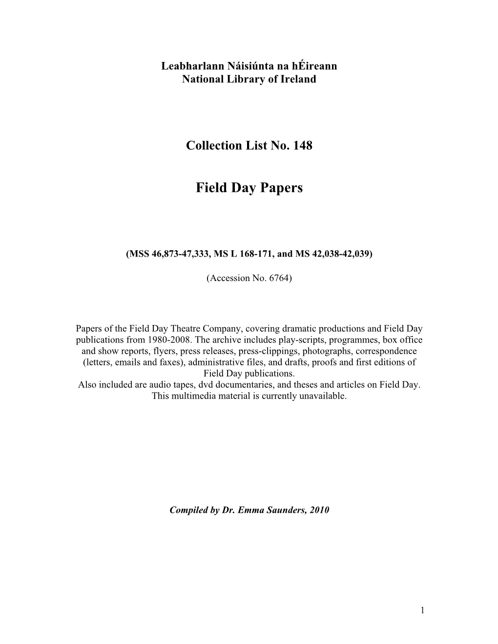 Field Day Papers