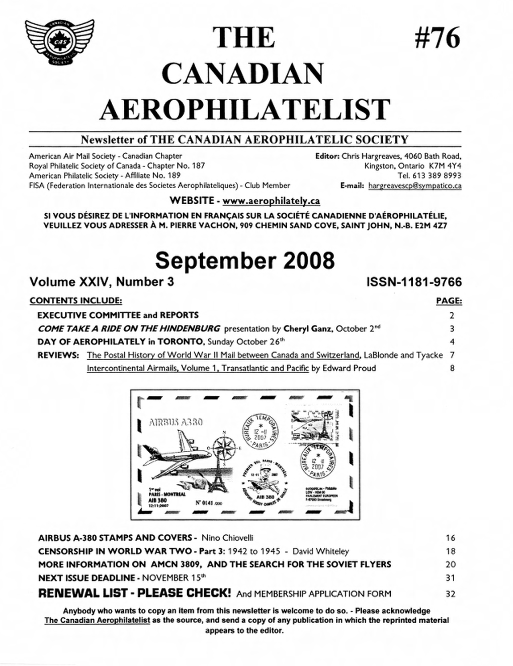 Downloaded from Their Website: Continued the CANADIAN AEROPHILATELIST � September 2008, Page 17