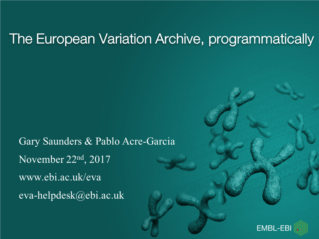 The European Variation Archive, Programmatically