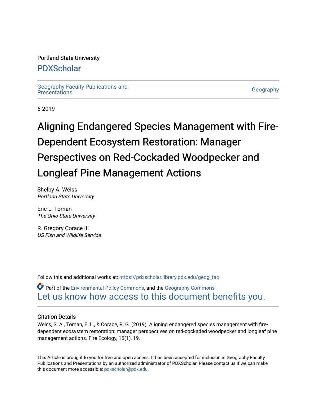 Aligning Endangered Species Management With