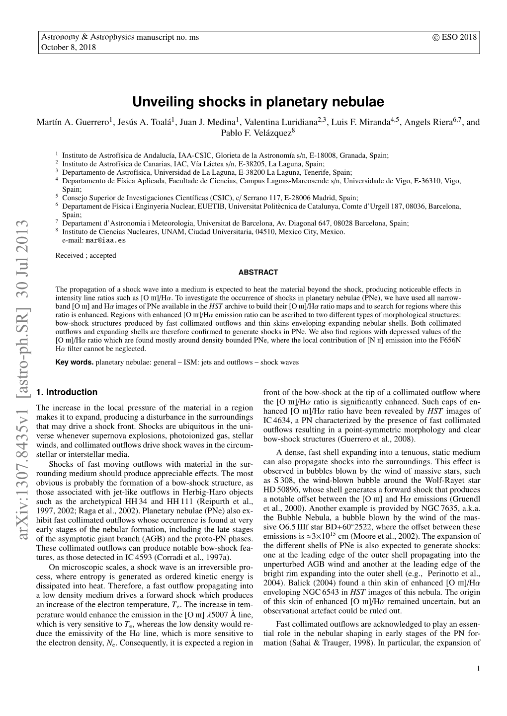 Unveiling Shocks in Planetary Nebulae Mart´In A