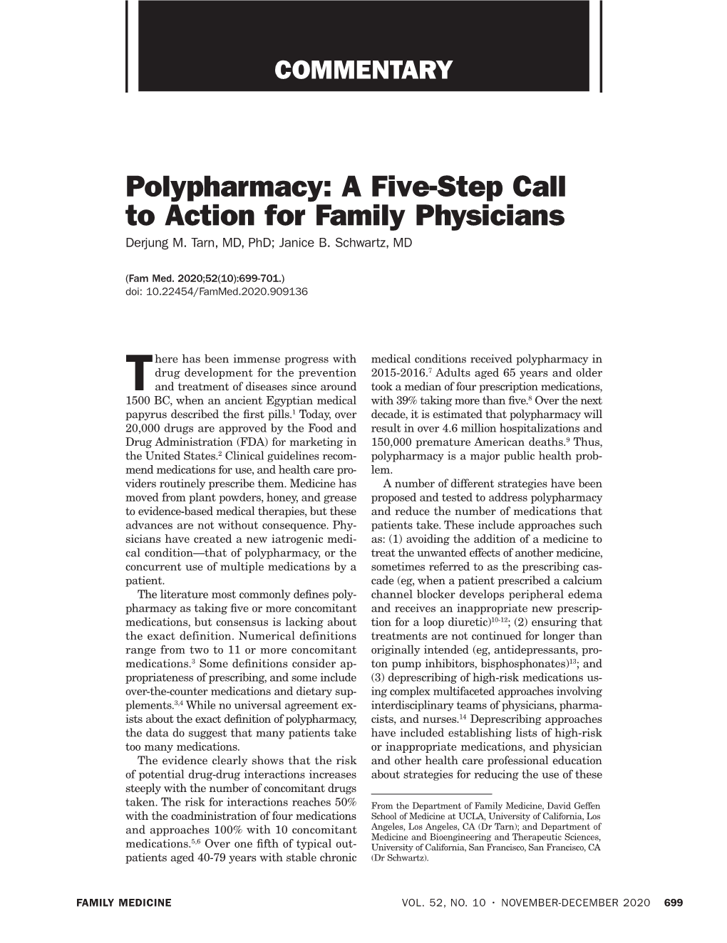 Polypharmacy: a Five-Step Call to Action for Family Physicians Derjung M