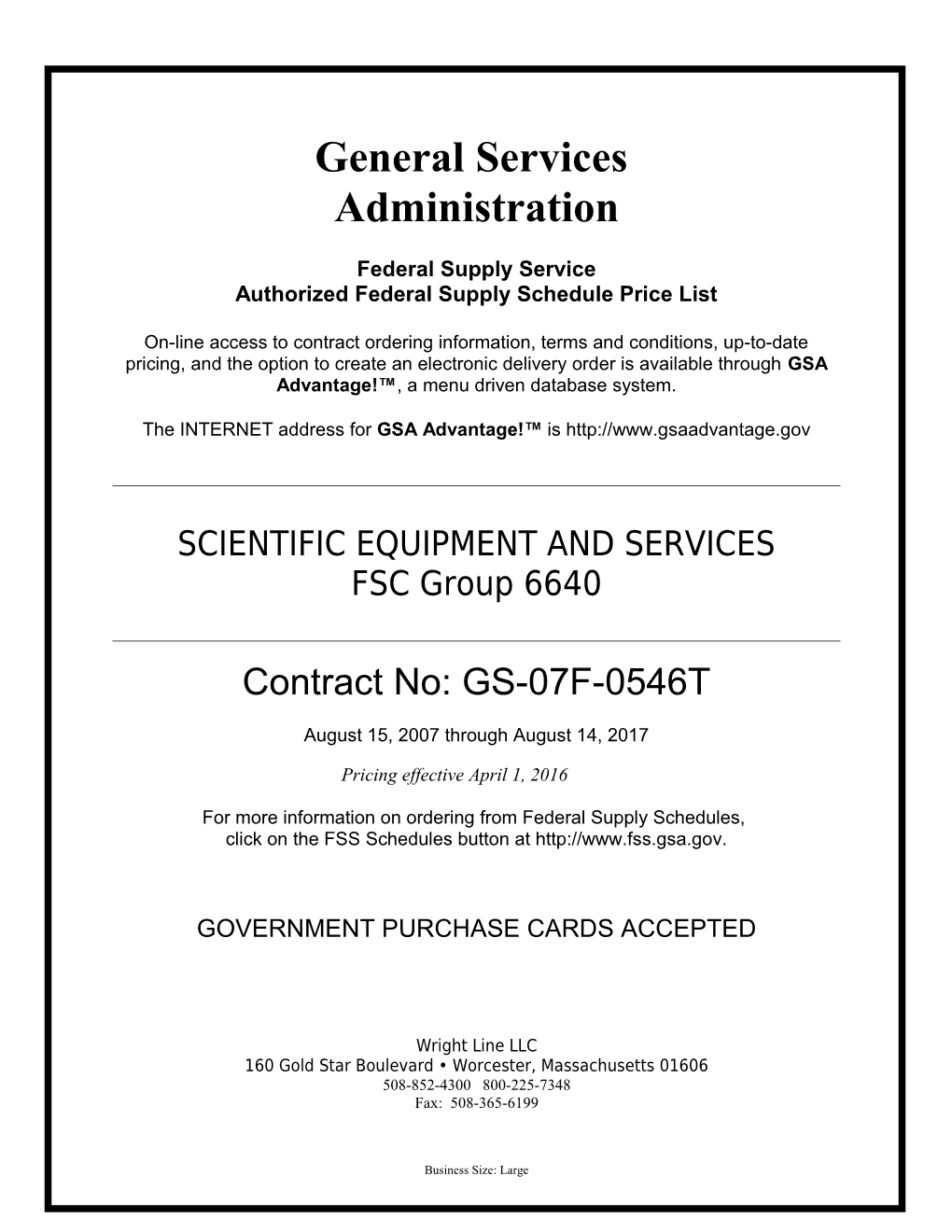 Authorized Federal Supply Schedule Price List s15