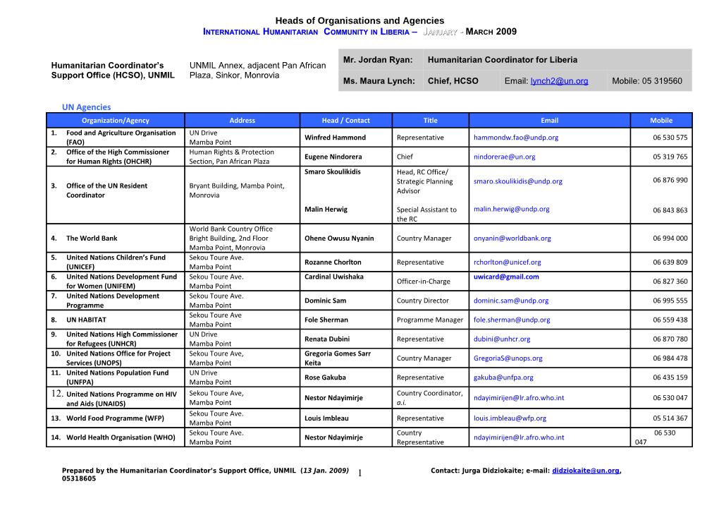 Heads Of Organisations And Agencies