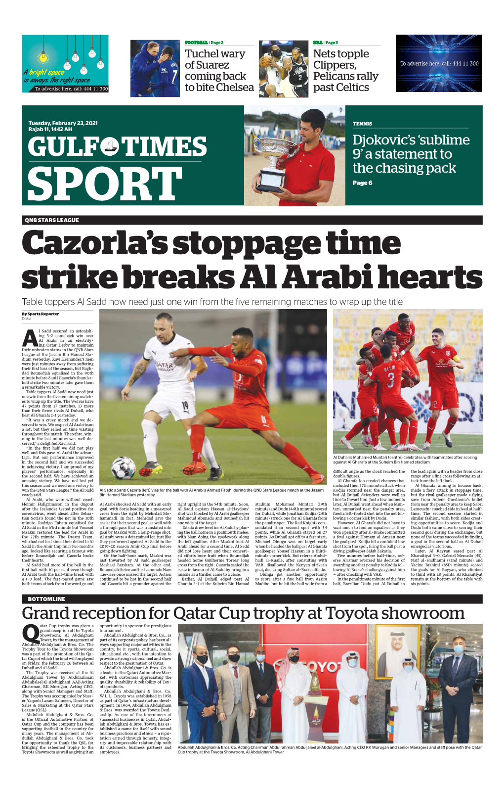 Cazorla's Stoppage Time Strike Breaks Al Arabi Hearts