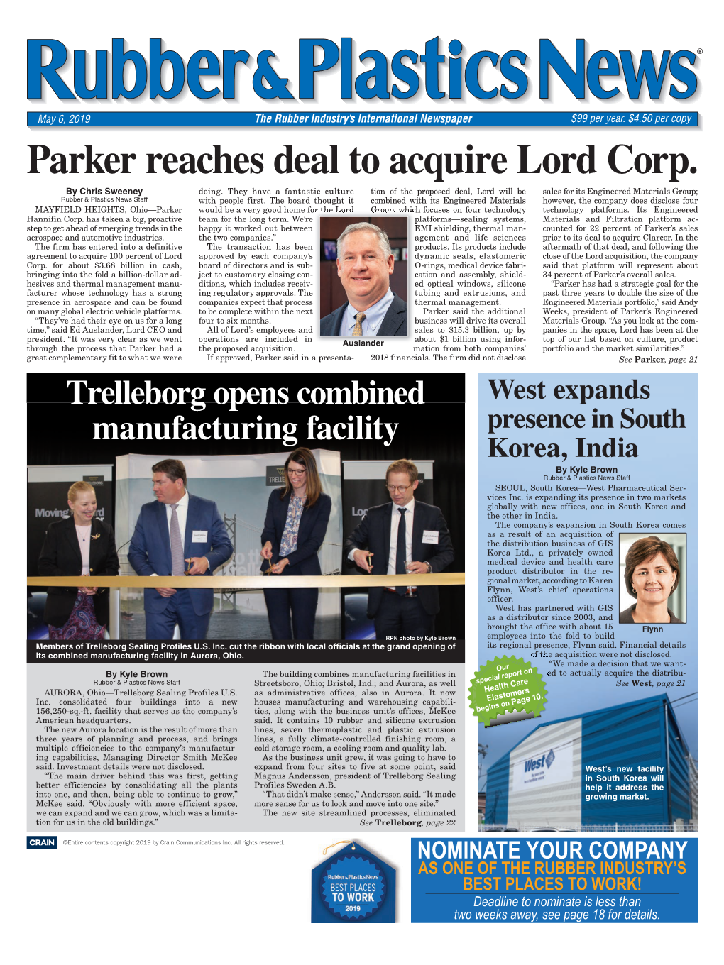 Parker Reaches Deal to Acquire Lord Corp. by Chris Sweeney Doing