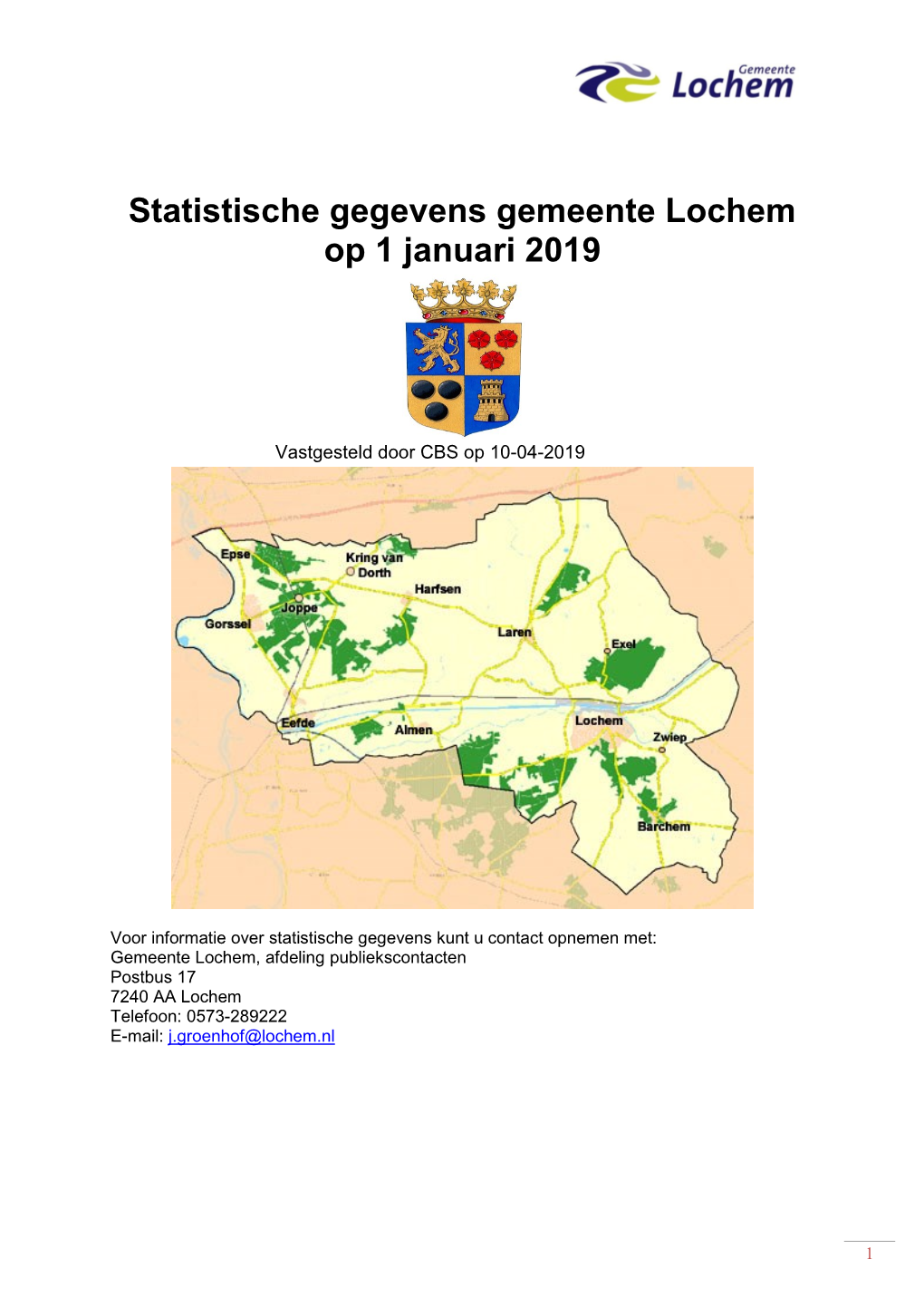 Statistische Gegevens Gemeente Lochem Op 1 Januari 2019