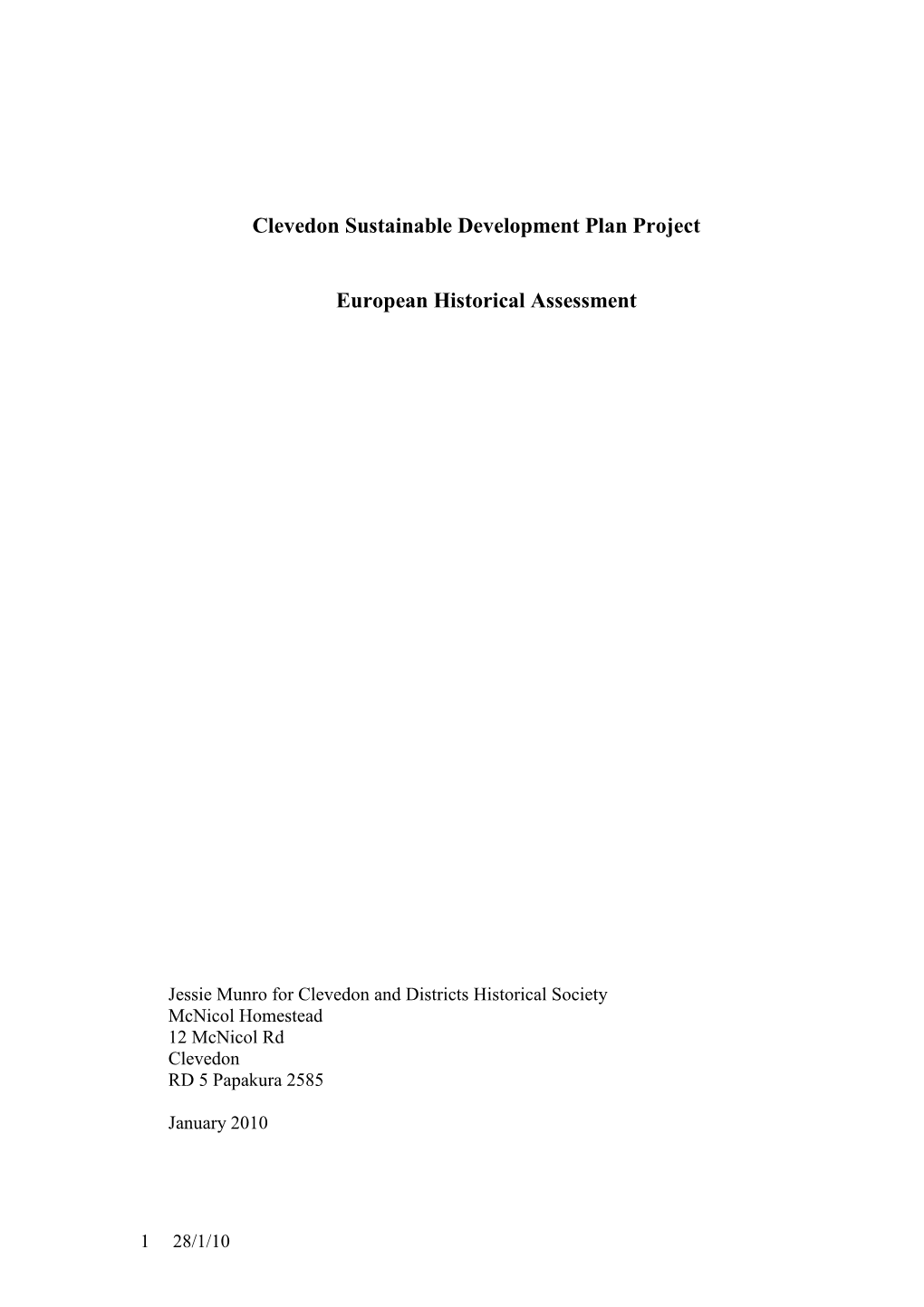 Clevedon Sustainable Development Plan Project European Historical