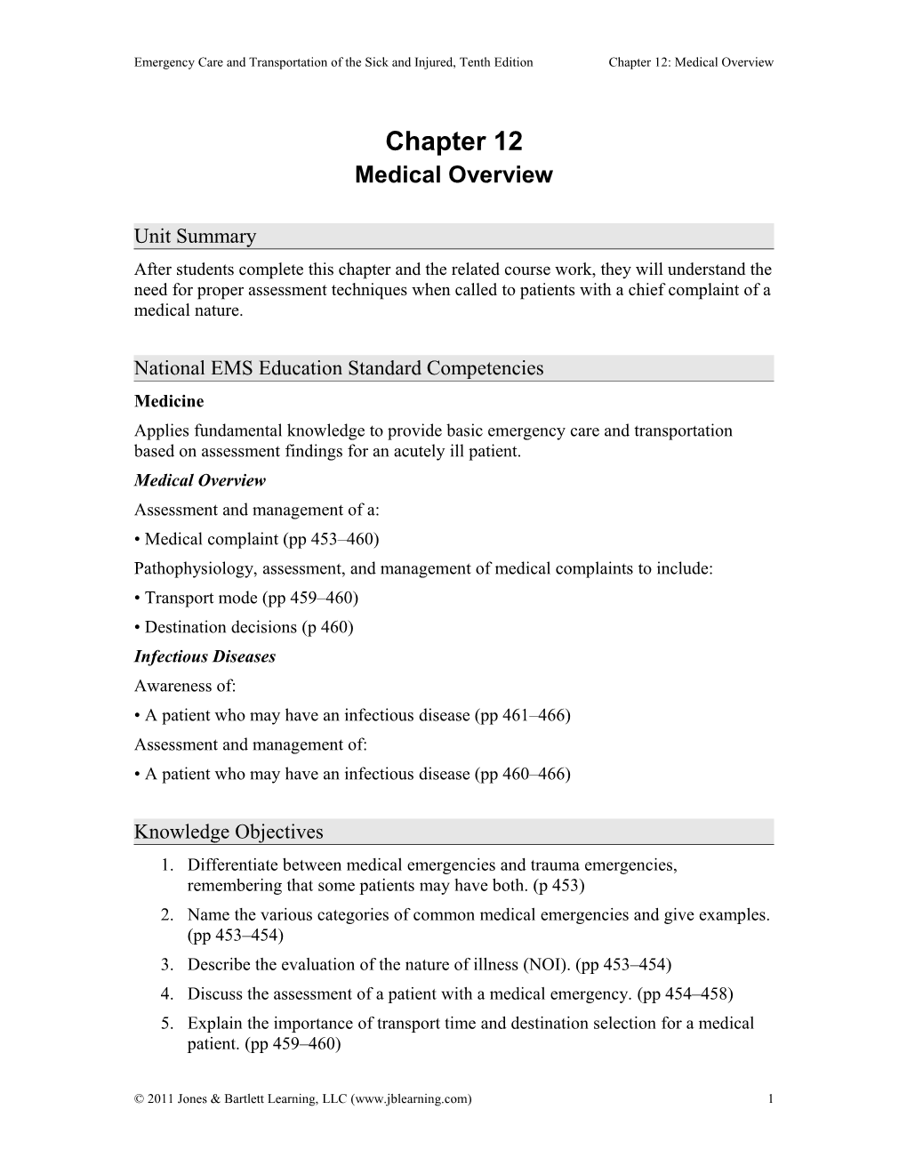 Emergency Care and Transportation of the Sick and Injured, Tenth Edition s3