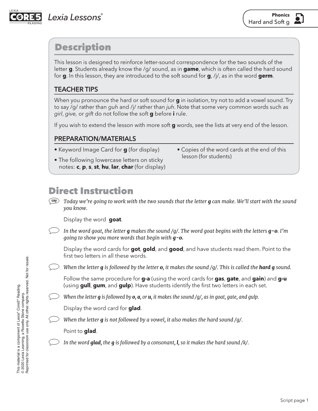 Soft G Words, See the Lists at Very End of the Lesson