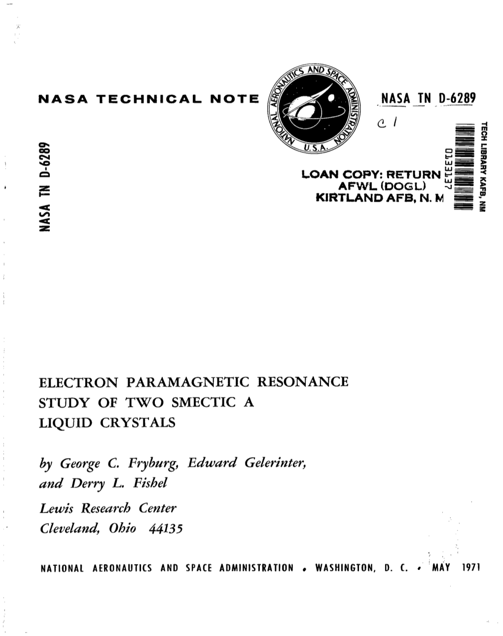 Electron Paramagnetic Resonance Study of Two Smectic a Liquid Crystals