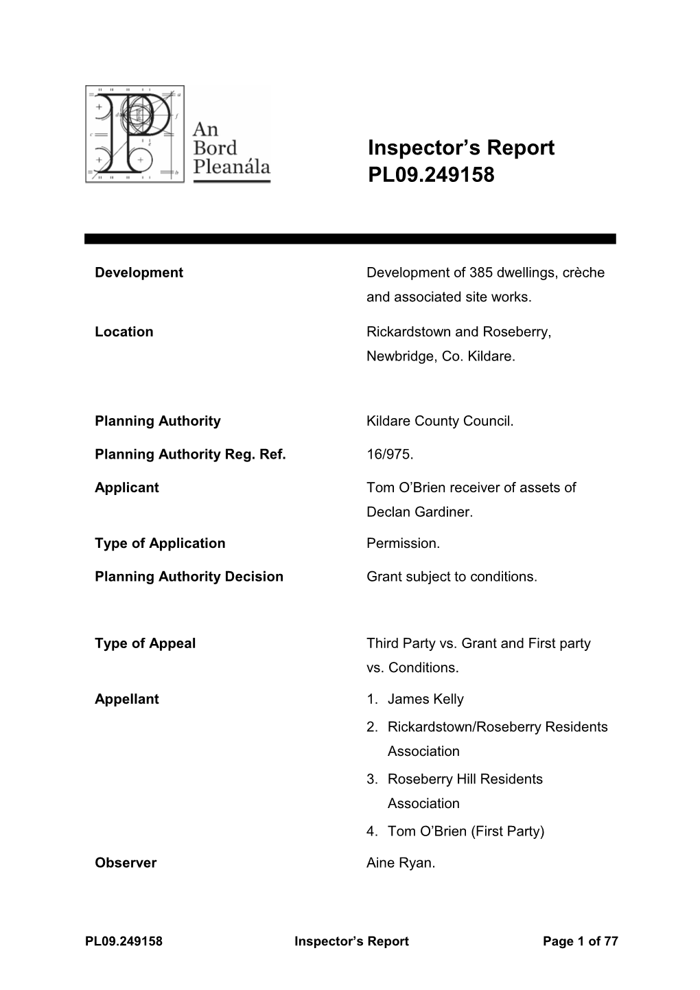 Report Template Normal Planning Appeal