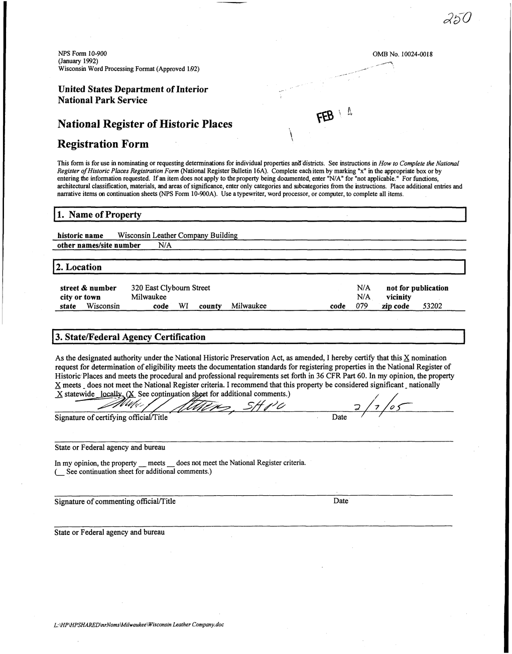 National Register of Historic Places \ Registration Form