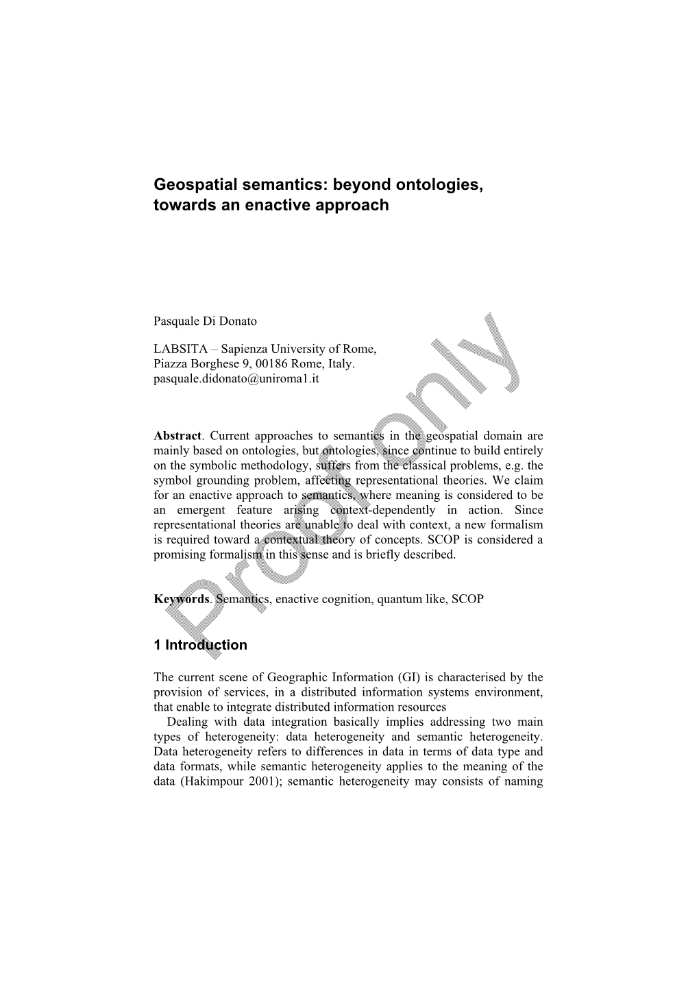 Geospatial Semantics: Towards an Enactive Approach