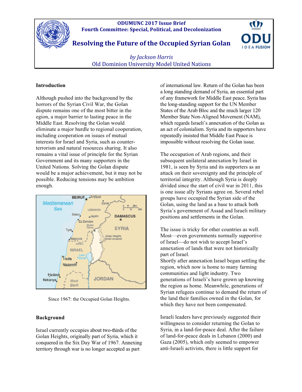 Resolving the Future of the Occupied Syrian Golan