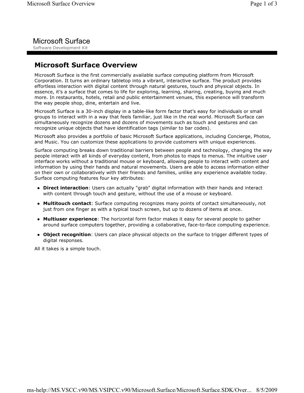 Microsoft Surface Overview Page 1 of 3