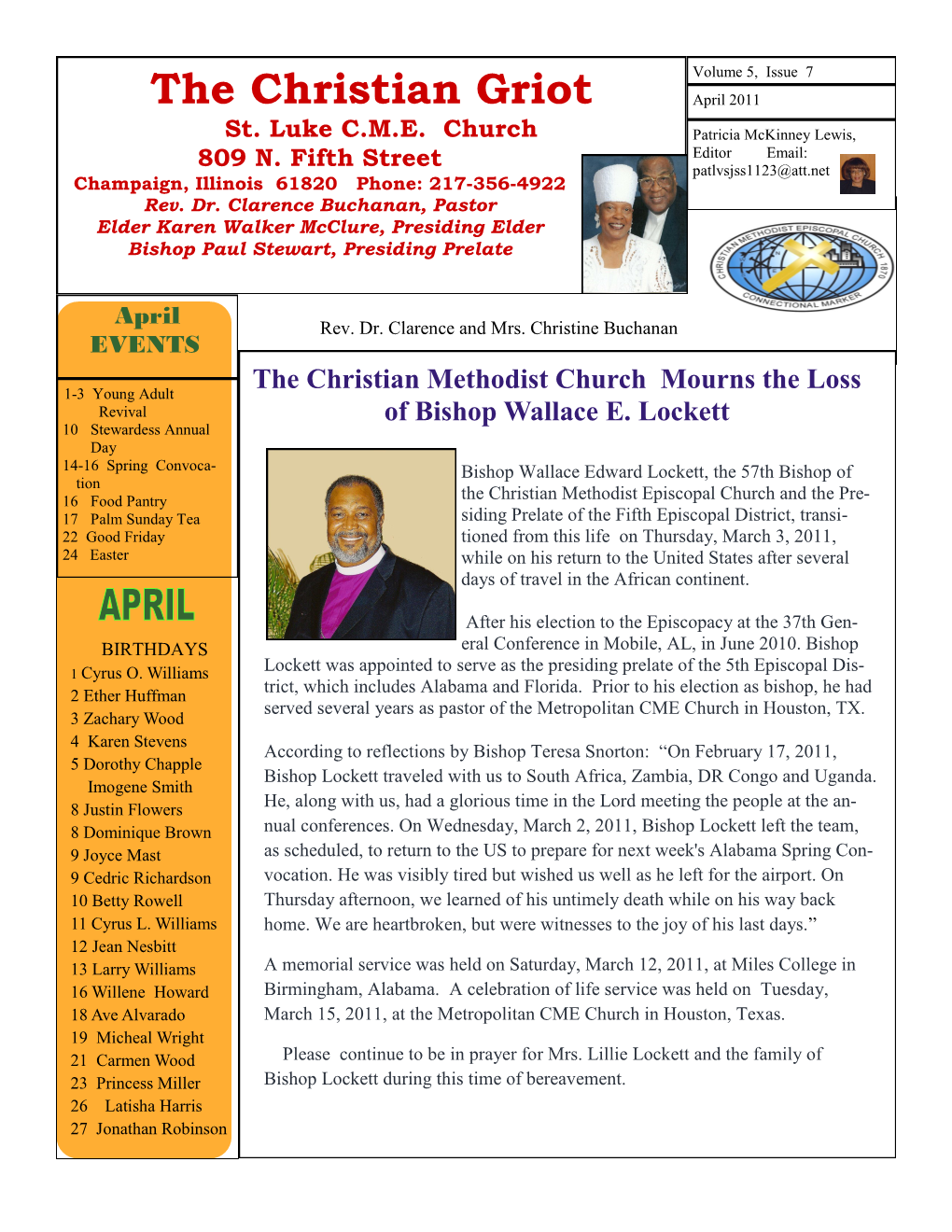 The Christian Griot April 2011 St