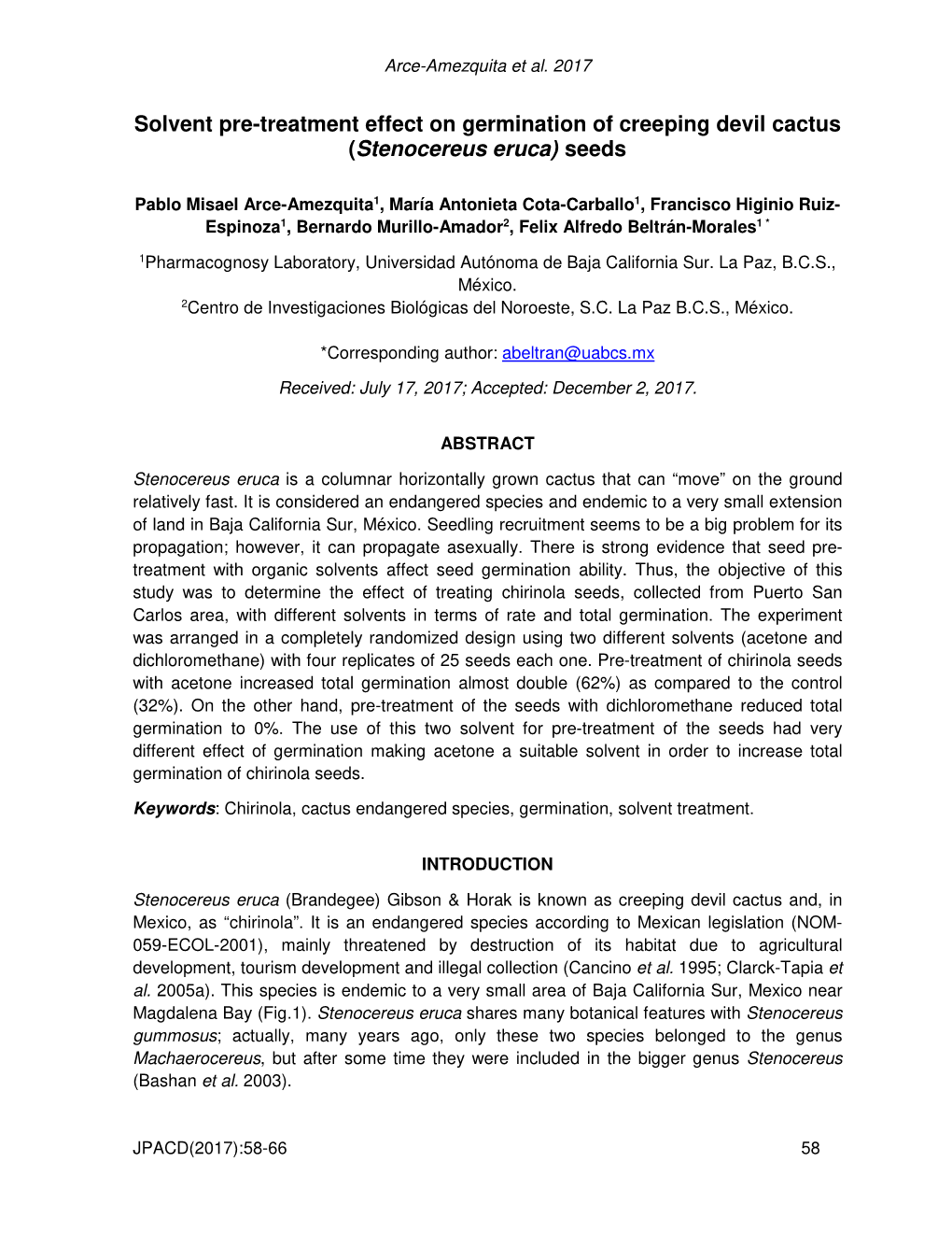 JPACD-2017 Solvent Treatment Effect on Stenocereus