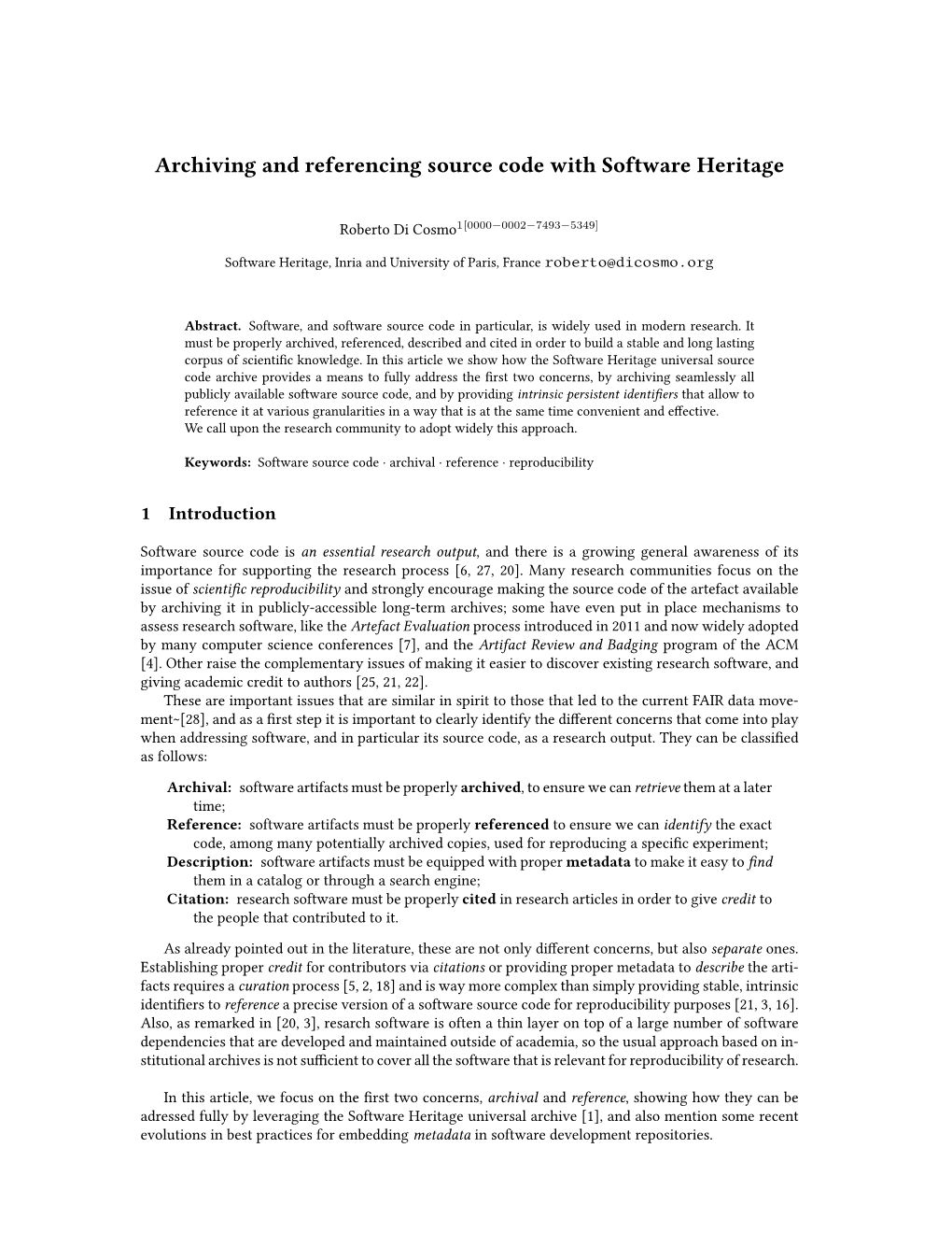 Archiving and Referencing Source Code with Software Heritage