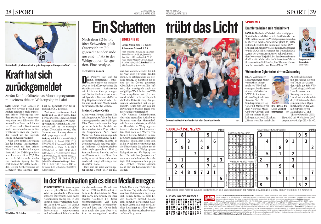 Kleine Zeitung 09.03.2015 Salcher Gewinnt Silber Bei Super Kombination in Panorama