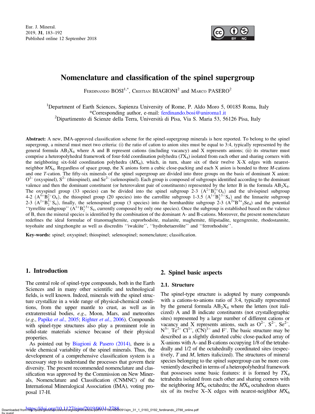 Nomenclature and Classification of the Spinel Supergroup