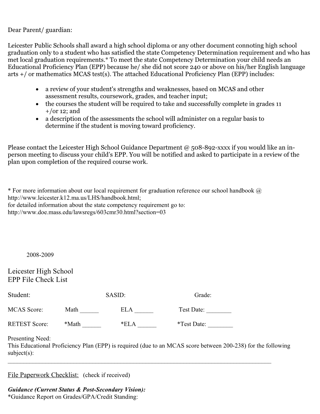 EPP Template - Leicester HS