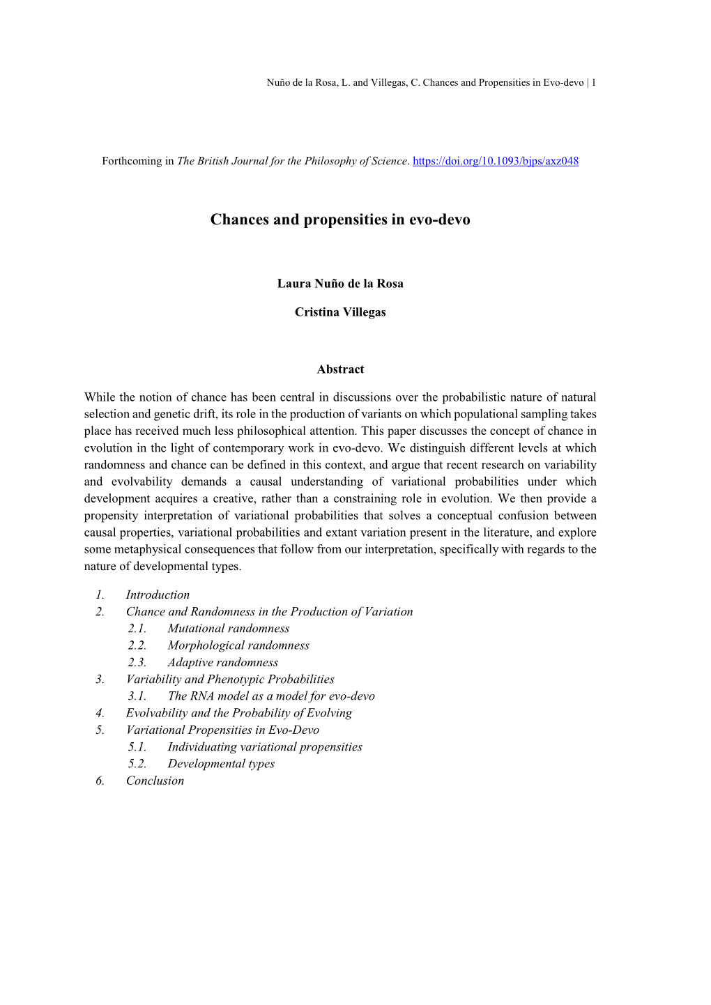 Chances and Propensities in Evo-Devo | 1