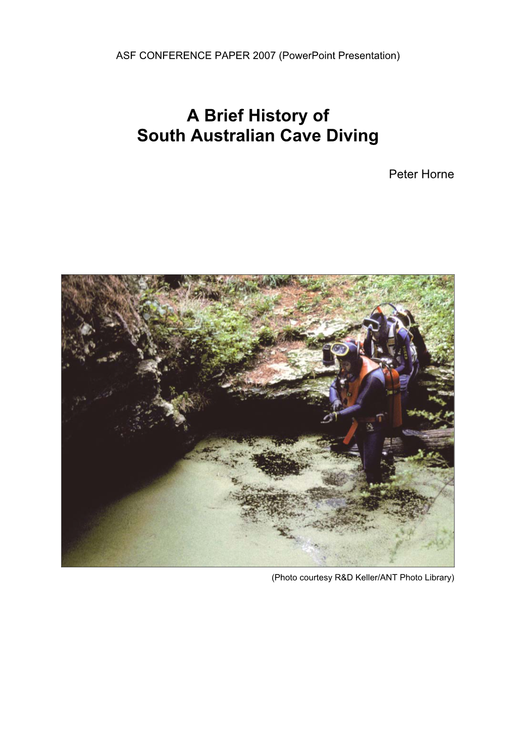 A Brief History of South Australian Cave Diving