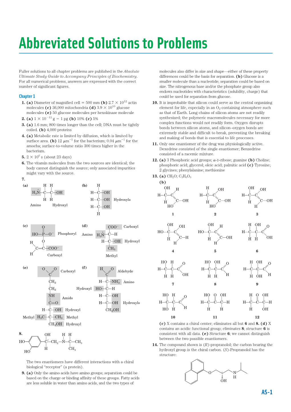 Abbreviated Solutions to Problems