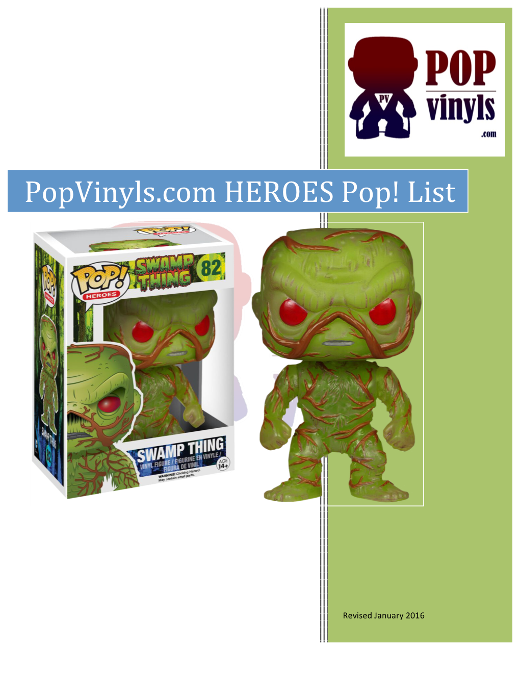 Popvinyls.Com HEROES Pop! List