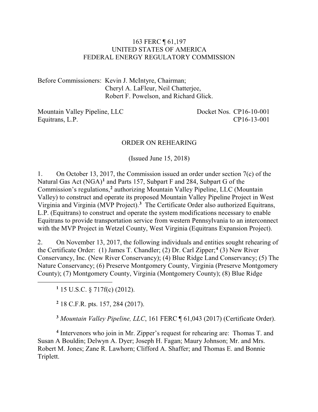 163 Ferc ¶ 61,197 United States of America Federal Energy Regulatory Commission