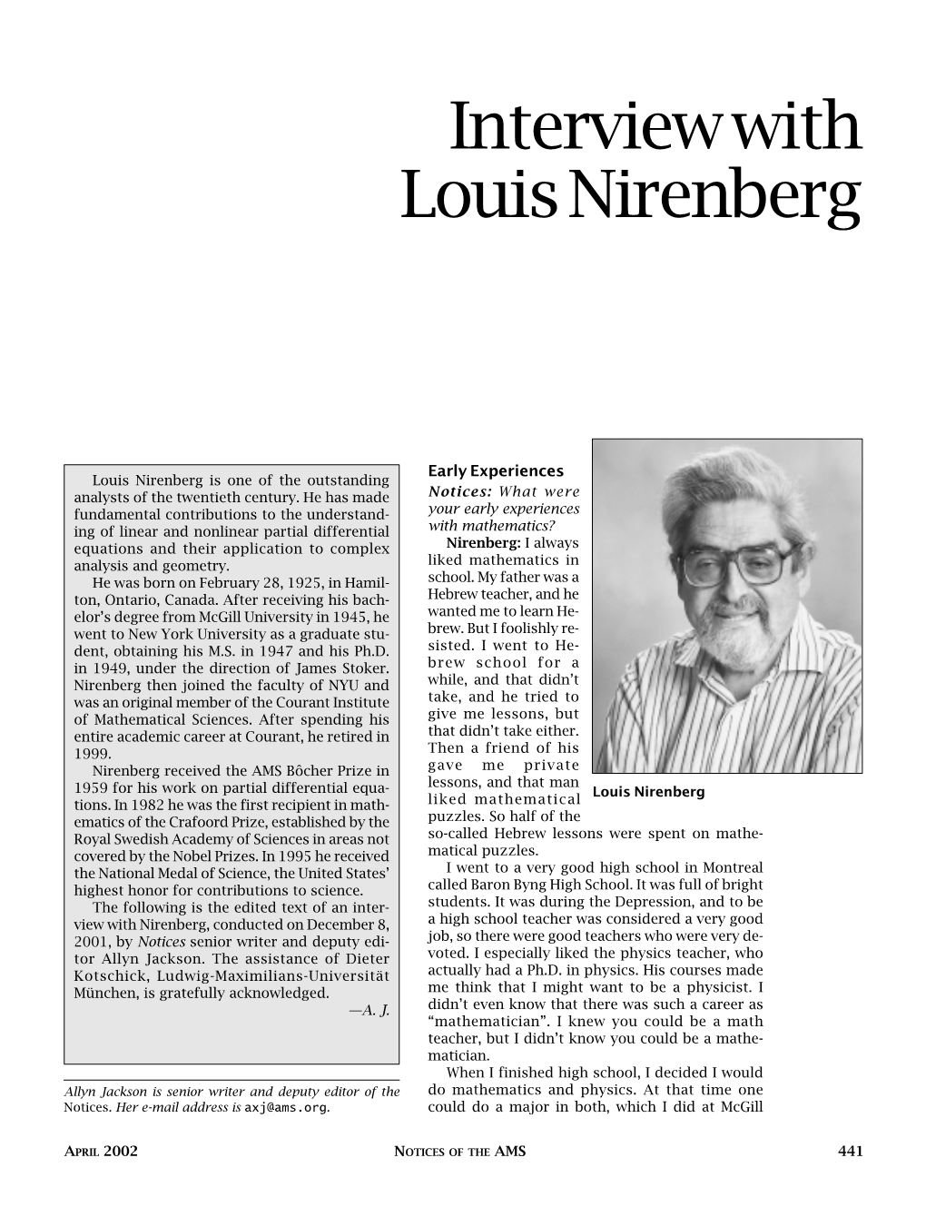 Interview with Louis Nirenberg