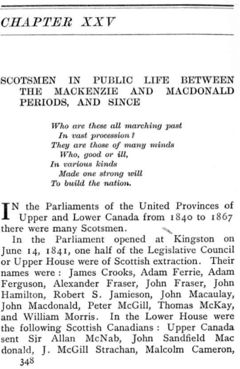 N the Parliaments of the United Provinces of I Upper and Lowcr Canada from 1840 to 1567 T Hcre Were Many Scotsmen