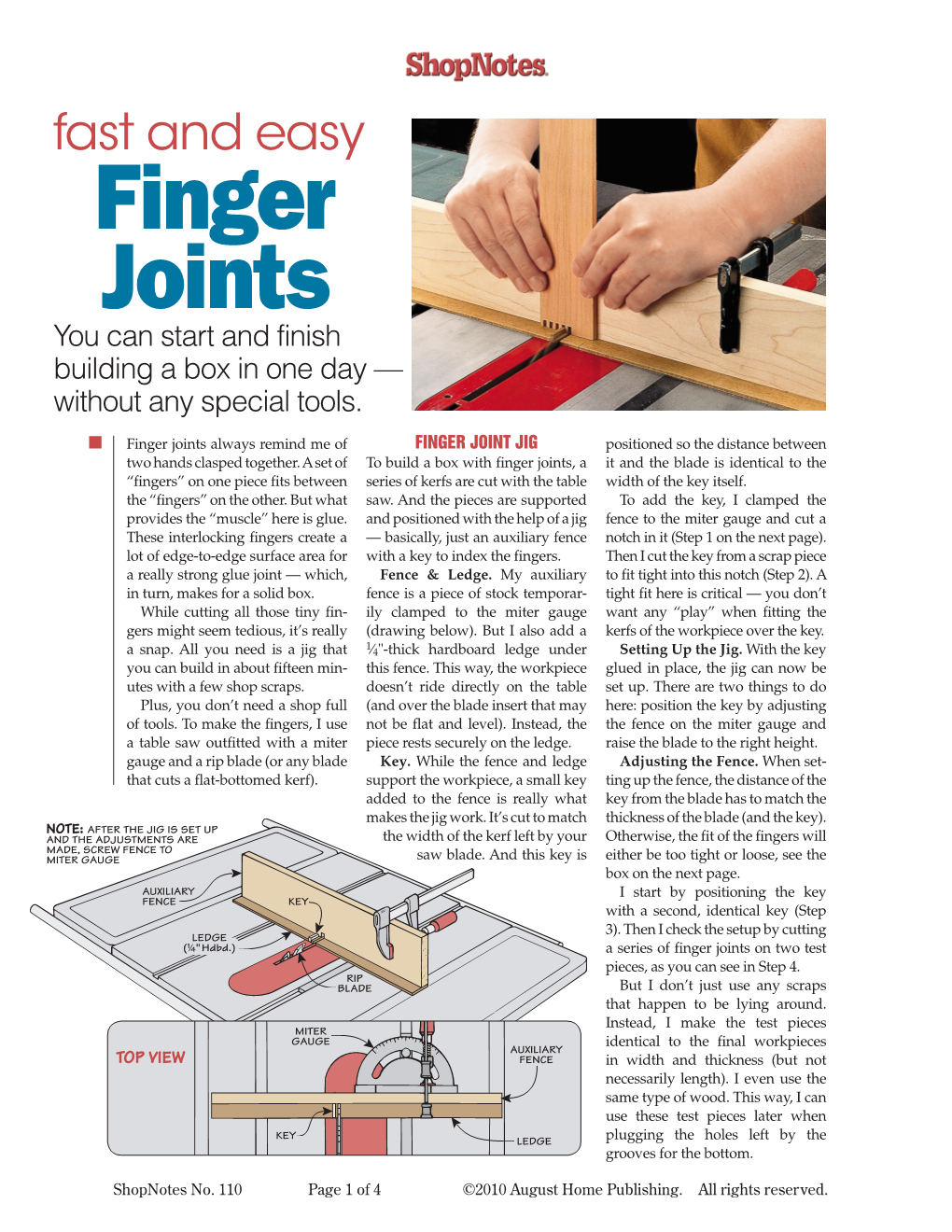 Finger Joints You Can Start and Finish Building a Box in One Day — Without Any Special Tools