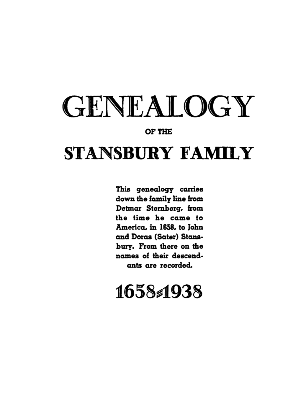 Genealogy of the Stansbury Family