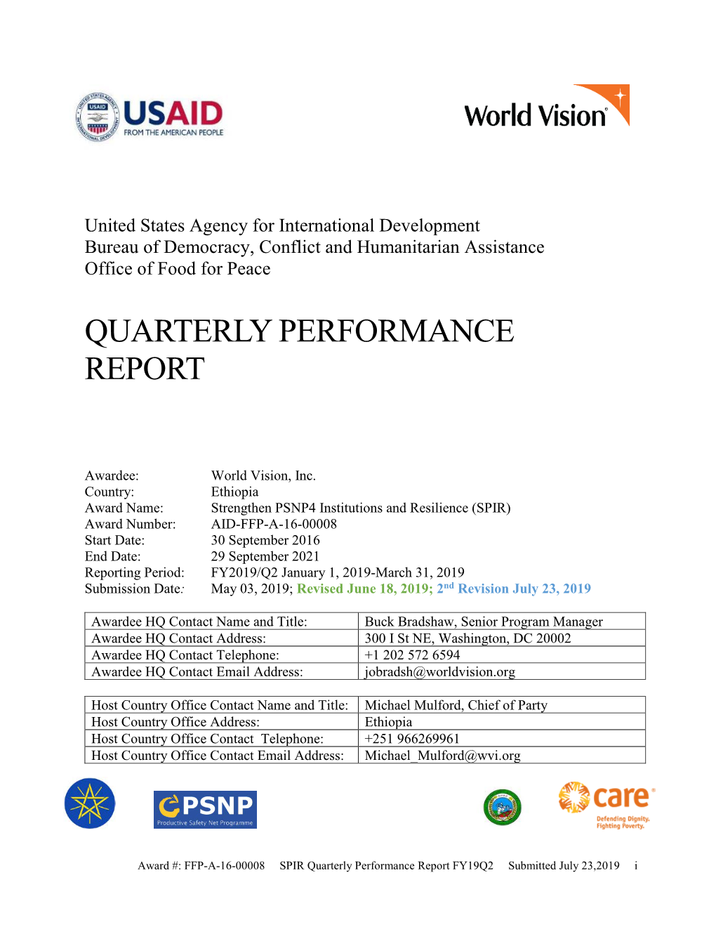 Quarterly Performance Report