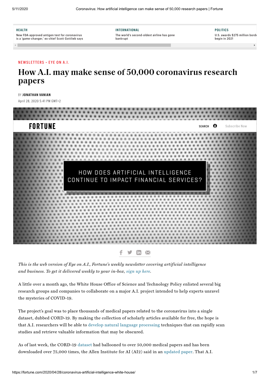 How A.I. May Make Sense of 50,000 Coronavirus Research Papers