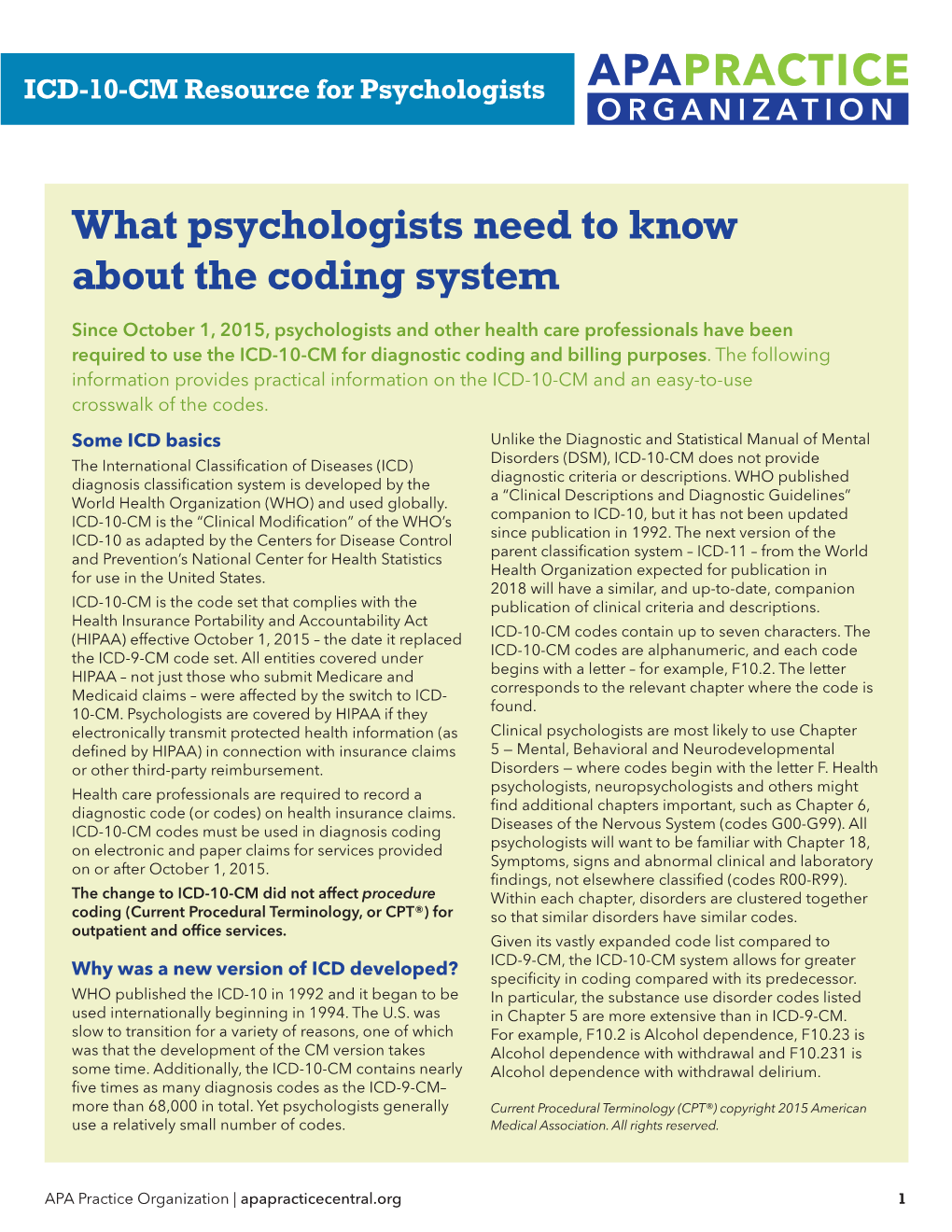 What Psychologists Need to Know About the Coding System