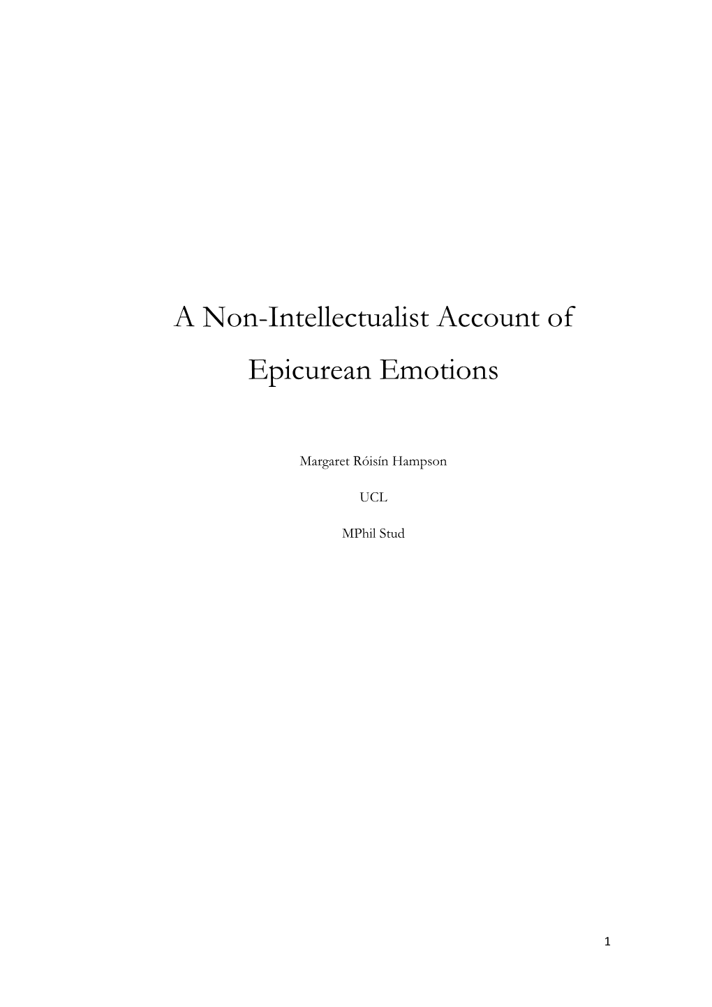 A Non-Intellectualist Account of Epicurean Emotions