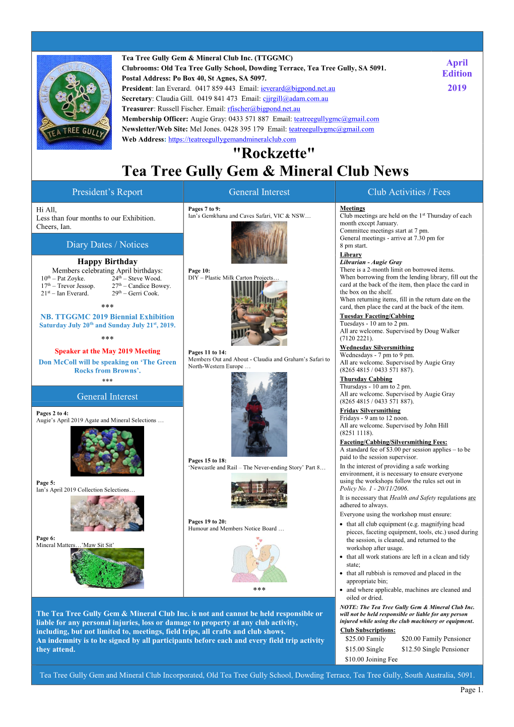 Tea Tree Gully Gem & Mineral Club News