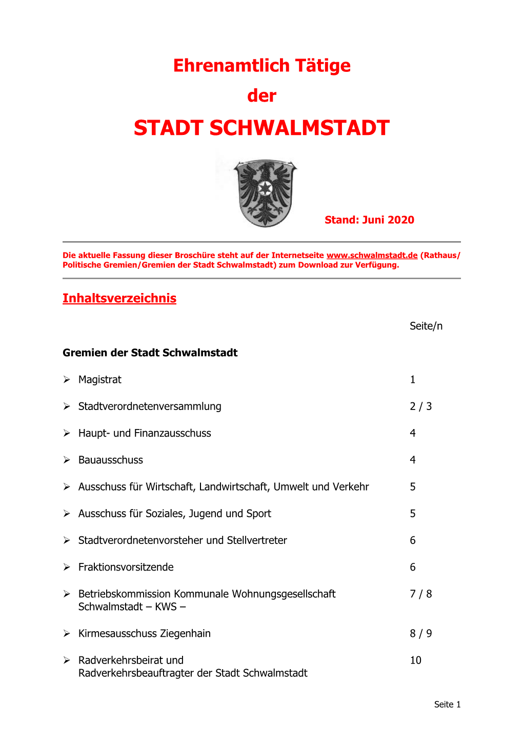 Gremien Der Stadt Schwalmstadt) Zum Download Zur Verfügung