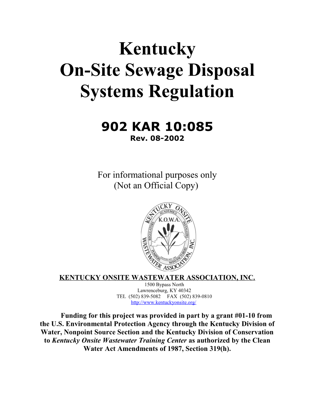 On-Site Sewage Disposal Systems Regulation