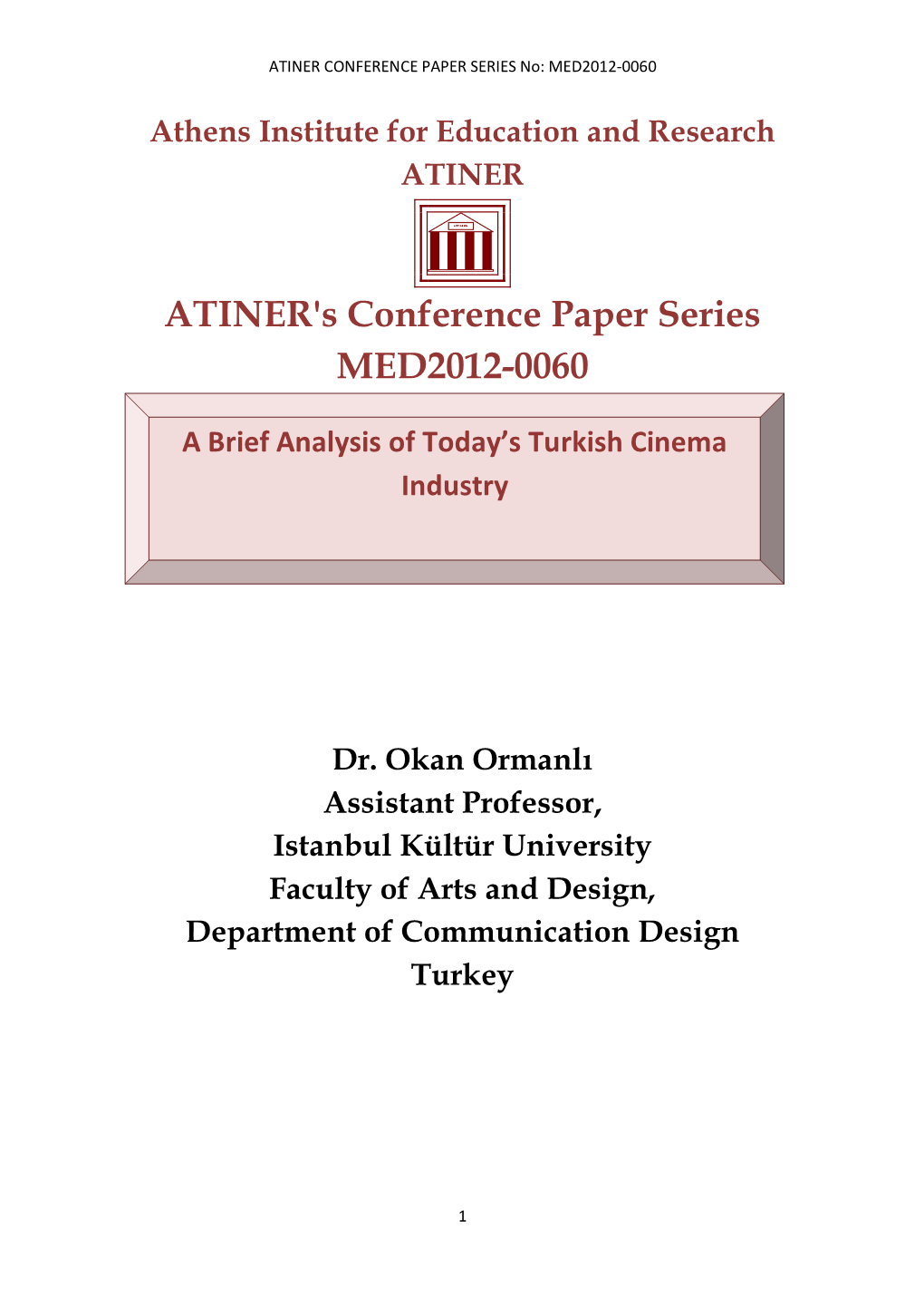 ATINER's Conference Paper Series MED2012-0060