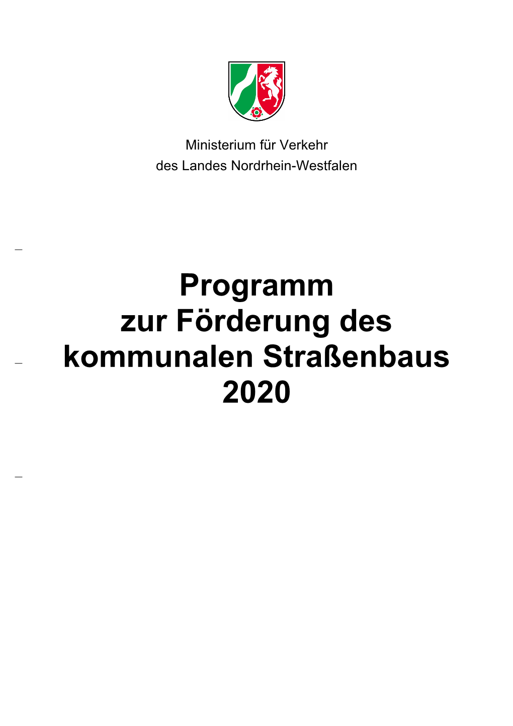 Programm Zur Förderung Des Kommunalen Straßenbaus 2020