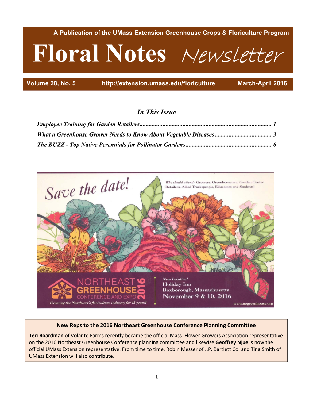 Floral Notes Newsletter