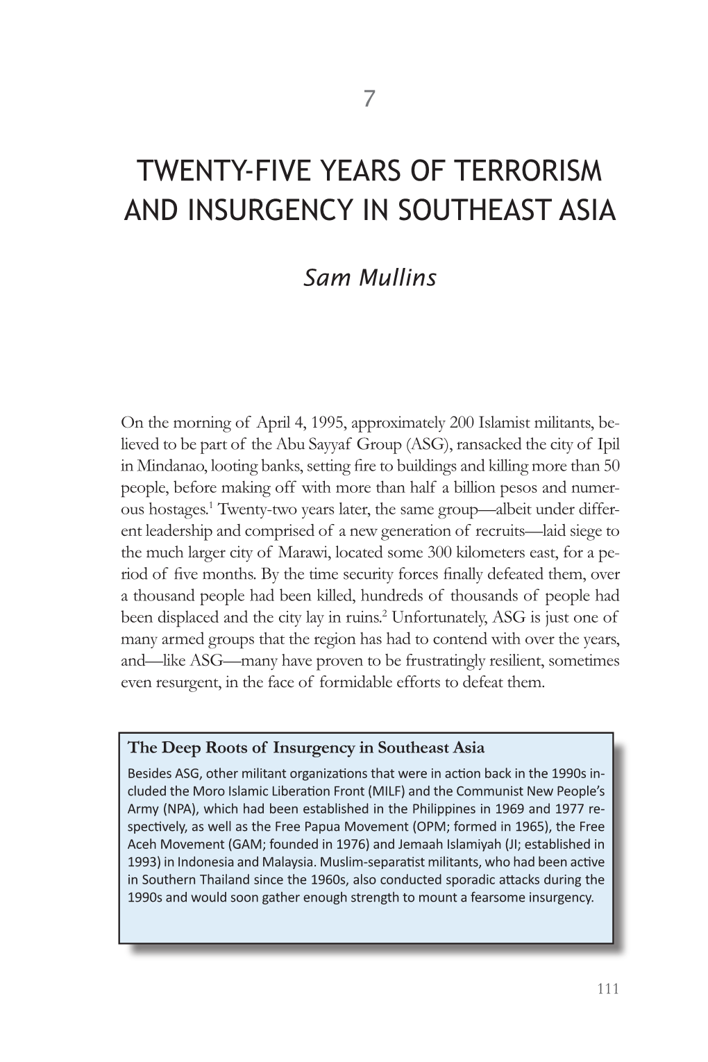 Twenty-Five Years of Terrorism and Insurgency in Southeast Asia